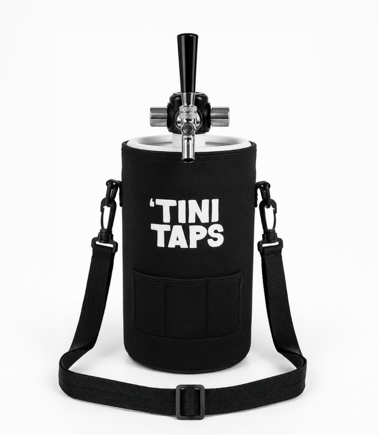 'Tini Tap in a protective black neoprene cooler bag.